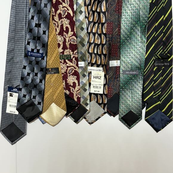 Mens Ties Neckties Silk Lot of 12 Various Patterns & Colors - Picture 3 of 4